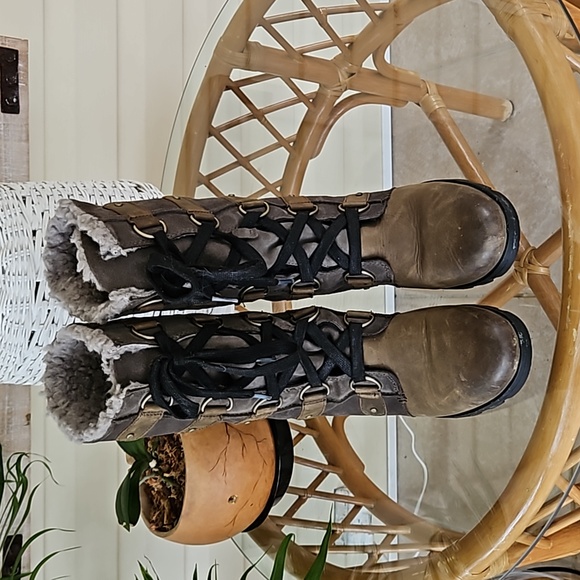 Sorel womens sz 9.5 brown leather lace up winter boots - Picture 2 of 9